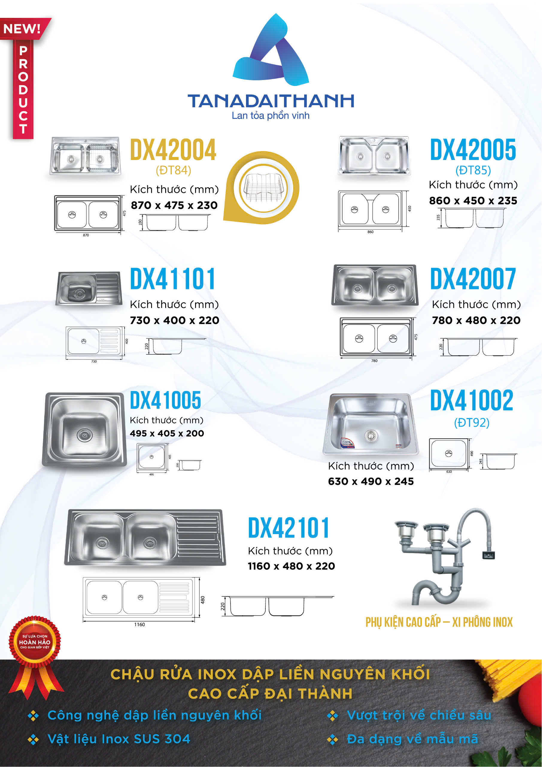 Chậu rửa chén inox DX SUS.304